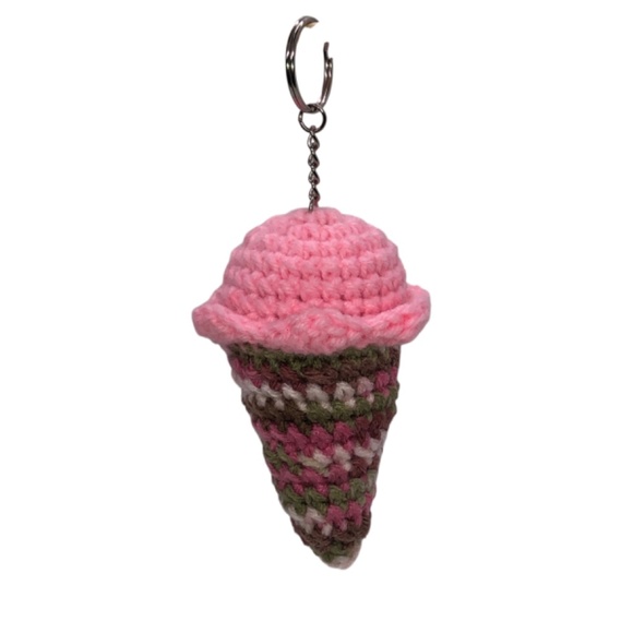 Strawberry Ice Cream with Pink Camo Cone Keychain - Picture 5 of 11